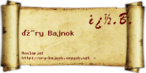 Őry Bajnok névjegykártya